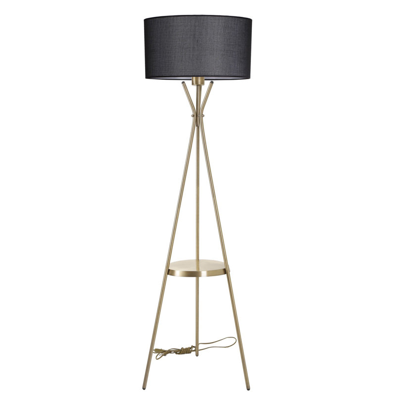 Christiana 185cm Mustard Tray Table Floor Lamp, Black
