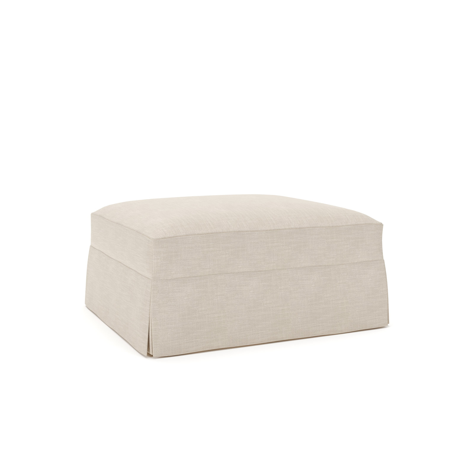 Lucia Upholstered Ottoman, Conversation Ivory Basketweave