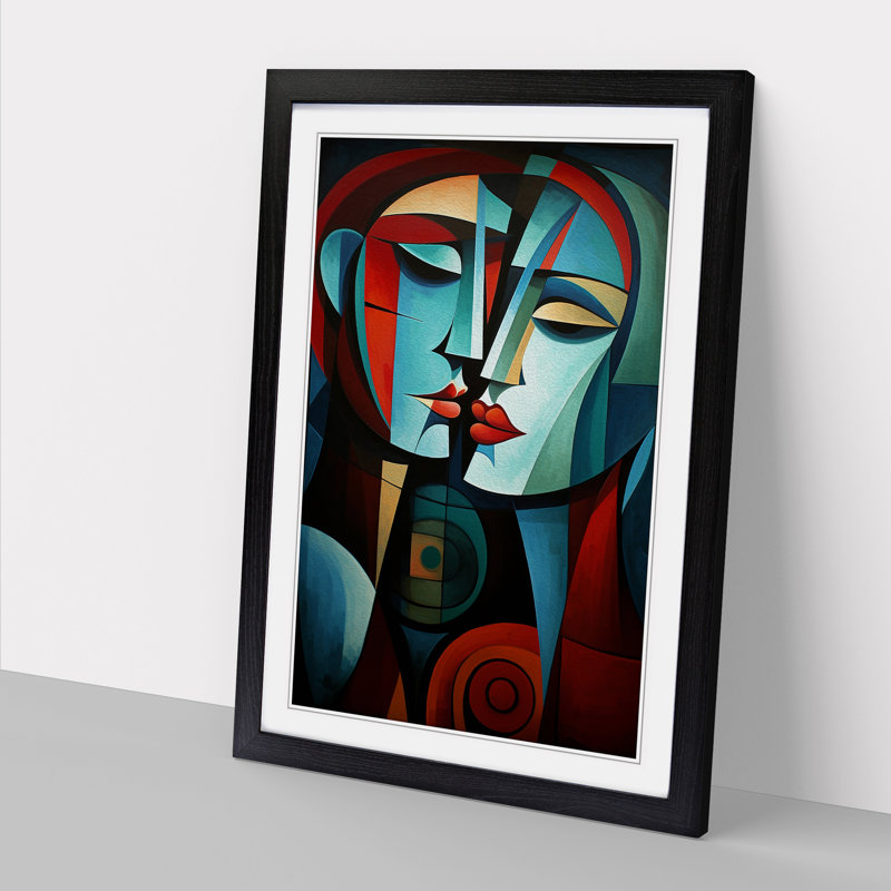 Lovers Cubism No.2 - Framed Print, Black , 34cm H x 25cm W x 2cm D