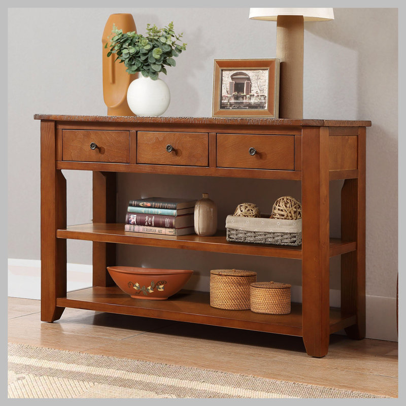 Console Cabras, H 30 po x l 48,82 po x P 15,75 po, Marron clair, Brun double