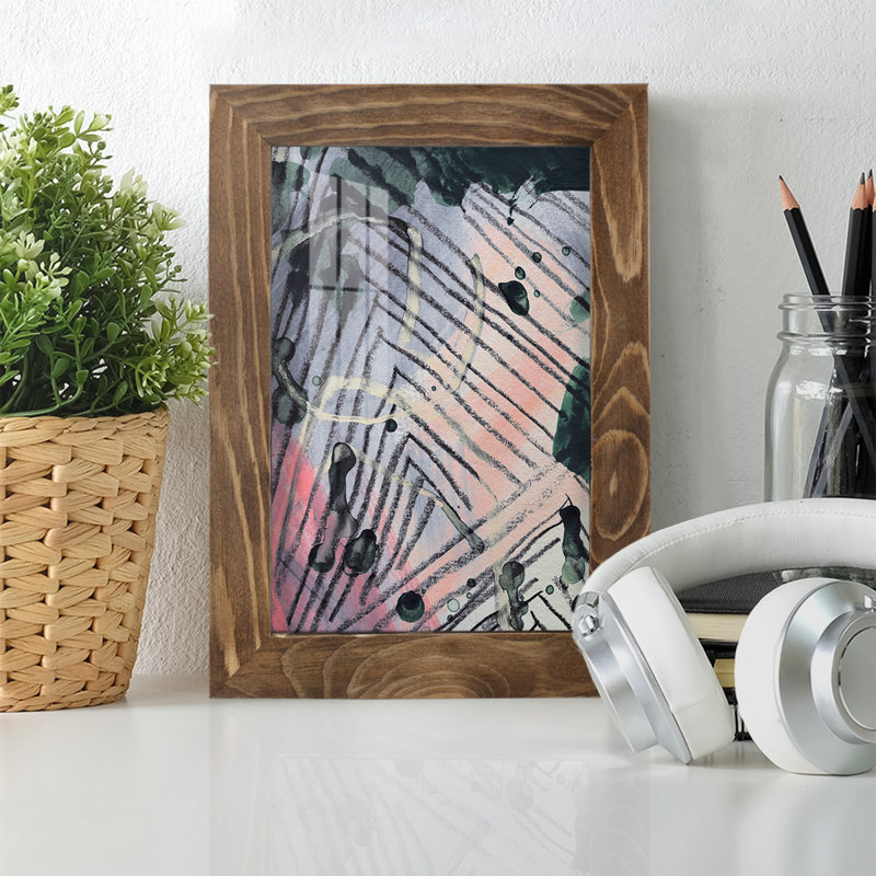 Frantell Angled Spaces IV encadré sur papier, H 7 po x l 5 po x P 1 po, Noyer