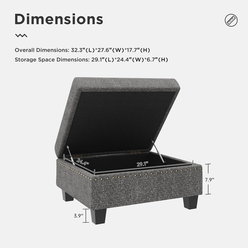 Repose-pieds rectangulaire avec rangement Anureet pour canapé modulaire gris foncé, Gris clair