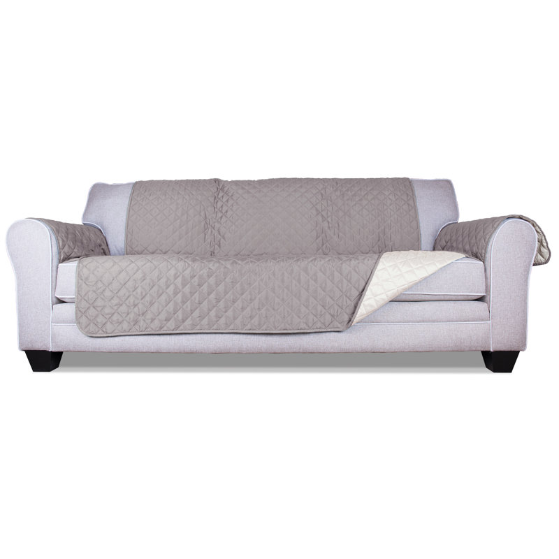 Reversible Water-Resistant Small Sofa Loveseat Cover Furniture Protector, Gray/Mist Polyester, 75" H x 75" W x 96" D