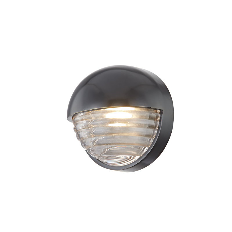 Palais 1 - Light LED Flush Mounted Sconce, Ribbed Glass/Urban Bronze