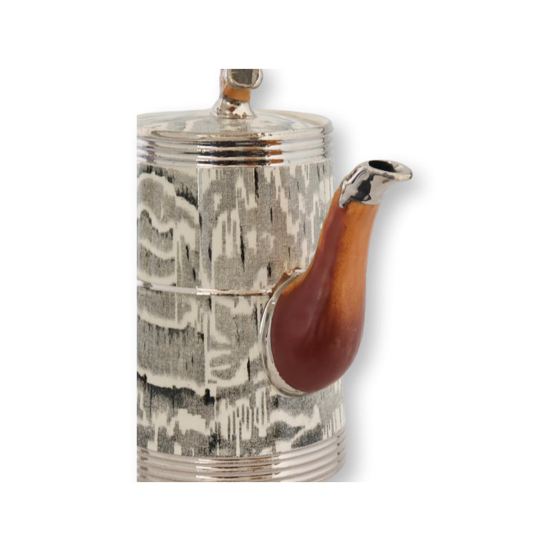 1930S Silver Shield Faux Bois Coffee Pot