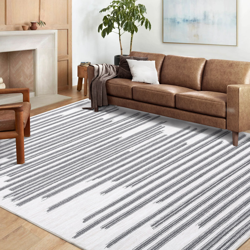 Lothair Washable Striped Indoor Rug, Rectangle 9' x 12’