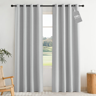 100% Blackout Linen Textured Curtains for Bedroom, Privacy Protection & Noise Reducing Drapes, Insulated Window Treatments for Farmhouse, 2 Panels