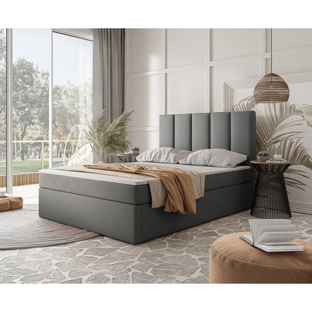 Boxspringbett Jinesh mit Topper und Bettkasten