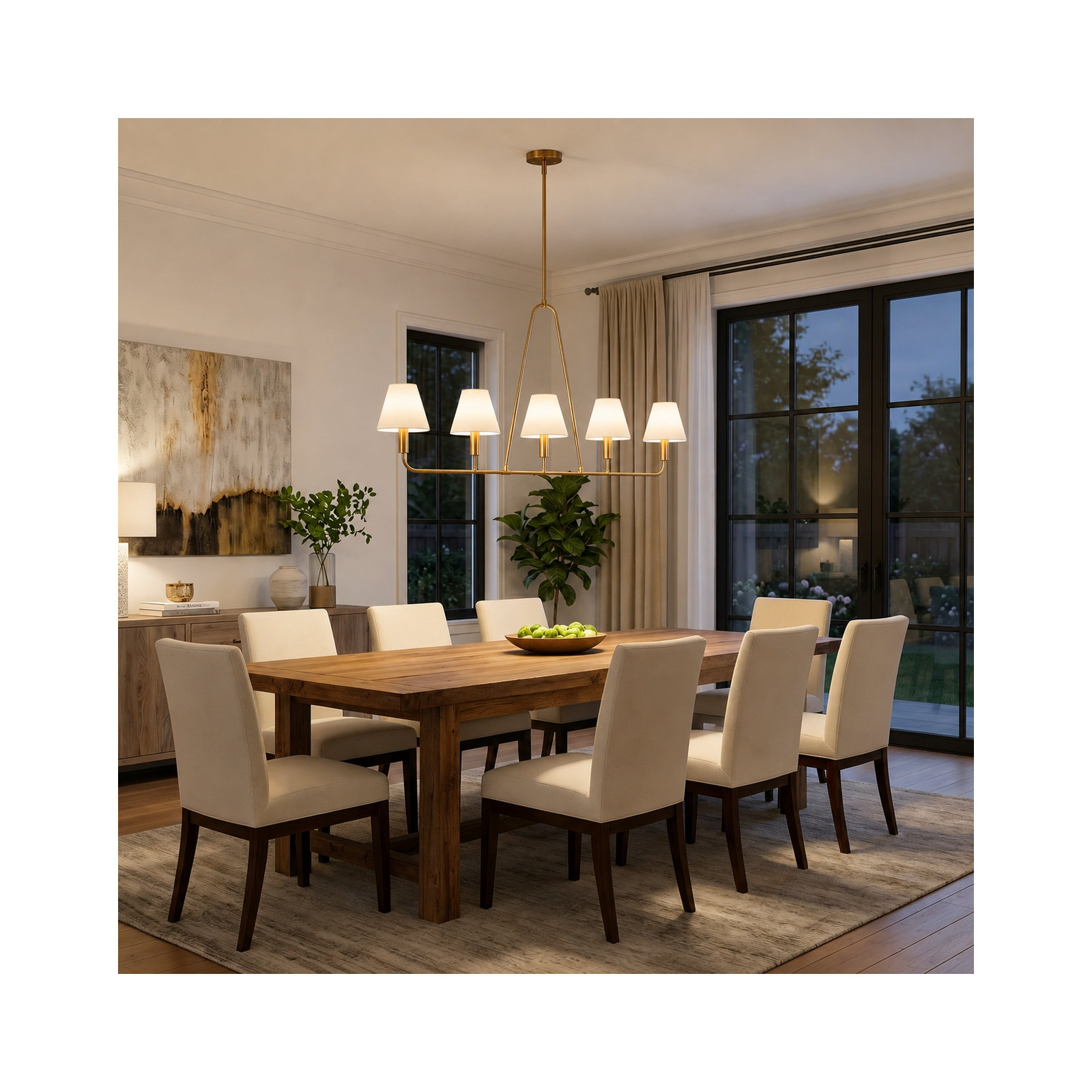 Lidia 5-Light 50"W Oversized Dimmable Linear Pendant, Replica Electroplated Copper