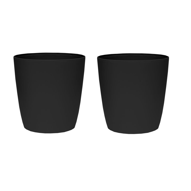 Aria Round Self Watering Planter, 12.07" H x 12" W x 12" D, Black