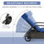 - Chaise longue de piscine, 5 niveaux, roues, coussins et 5 positions de brun et de bleu foncé