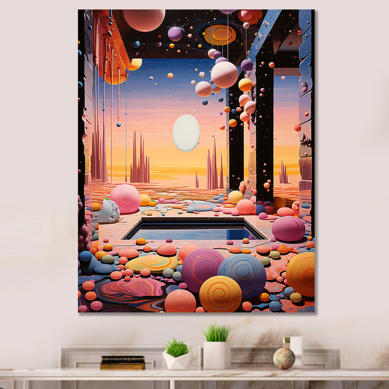 «Celestial Dream Bathroom 2 - Art abstrait paysage mural», H 20 po x l 12 po x P 1 po, Toile tendue