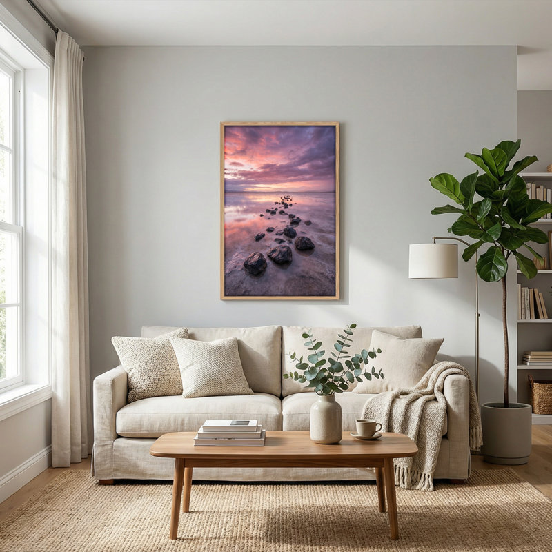 Ensemble de 1 tableau sur toile « Rochers au coucher du soleil », 48"H x 32"W, Naturel