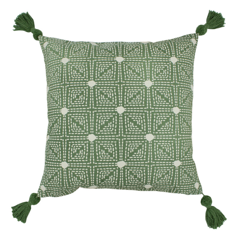 Chia Geometric Square Cushion, Coral, 100% Hollowfibre Polyester