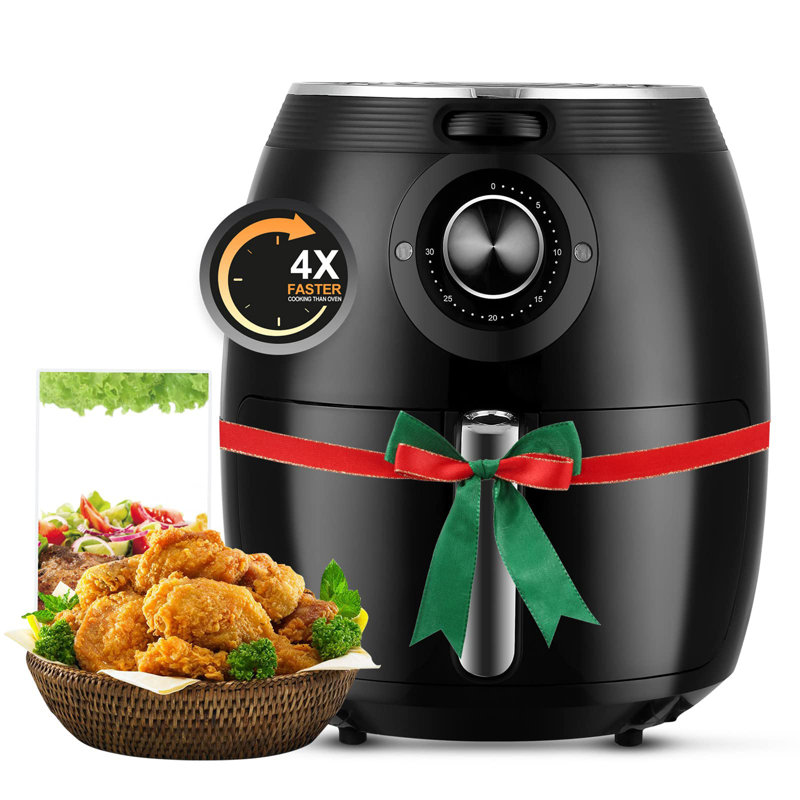 Air Fryer 5.8QT/5.5L, Uten 1700W AirFryer High-Power Electric Hot Temperature Control & Timer Knob, Non Stick Fry Basket, Dishwasher Safe, Apply to Party, Afternoon Tea, Black