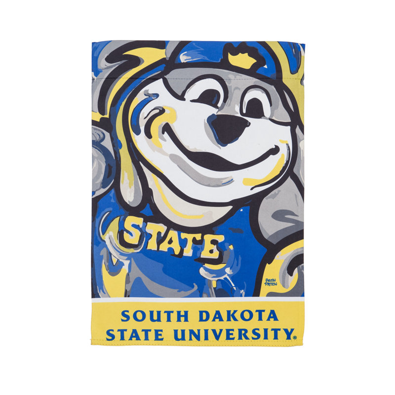 Drapeau de jardin en polyester 18 po x 13 po South Dakota State University