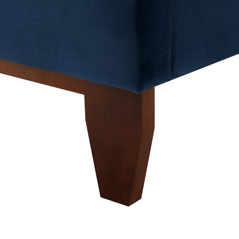 Tête de lit Ibison Bond avec tête de lit capitonnée à boutons, Lit simple, Bleu marine, Velours