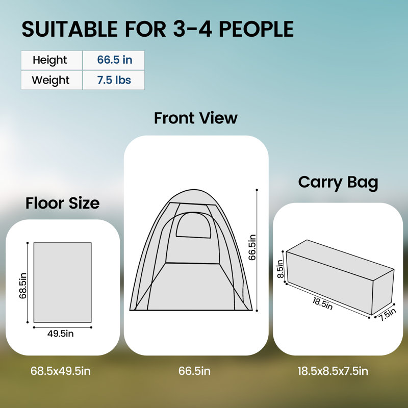 Sports Tent with Detachable Top Cover and Sealed Floor - 540° View and Mesh Windows