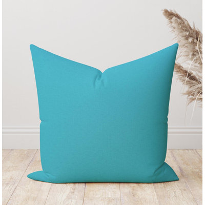 Housse de coussin d'extérieur uni turquoise