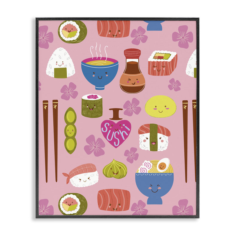 Dessins de Kawaii, estampe numérique encadrée, conception par Jo Reid, H 14 po x l 11 po, Giclée encadrée noir minuit