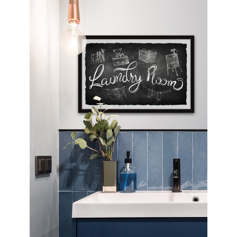 Laundry Room - Art textuel avec cadre photo, H 16 po x l 24 po x P 1,5 po