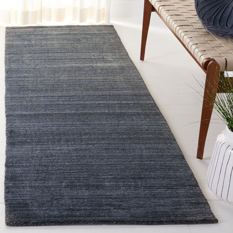 Mcelroy Hand-Woven Flatweave Anthracite Area Rug, Runner 2'6" x 8'