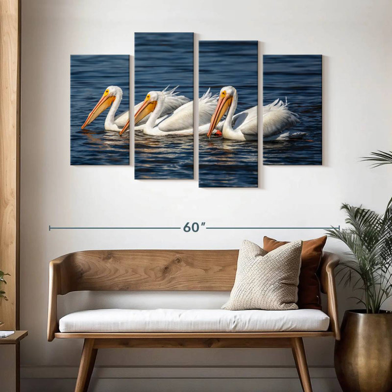 Bramic Ding Darling White Pelicans, H 32 po x l 52 po