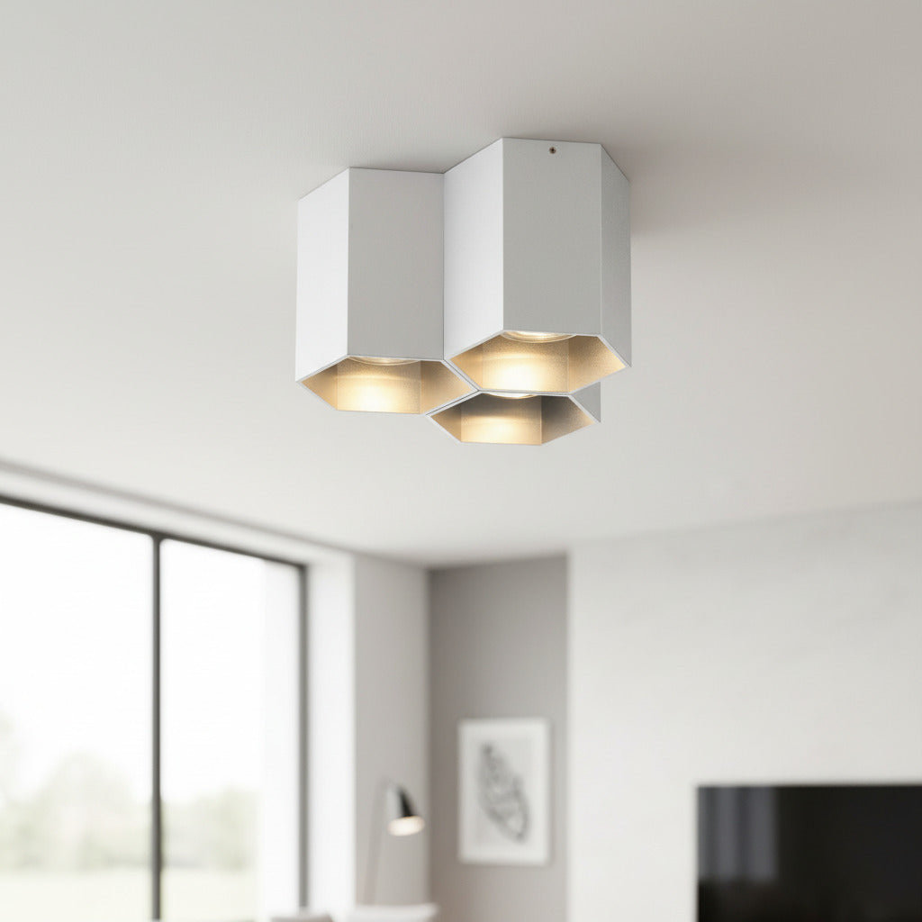 UltraBeam 15 Watt LED Dimmable Hexagonal Surface Mounted Ceiling Spotlights