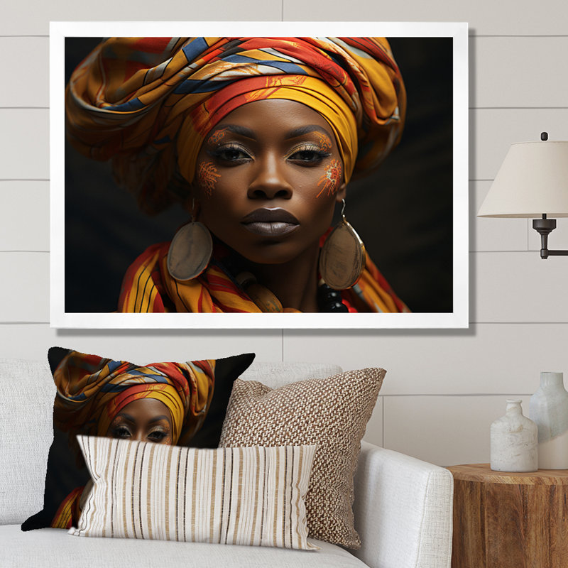 Voix sur toile, art africain-américain, H 24 po x l 32 po x P 1 po, Cadre photo blanc