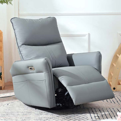 Fauteuil inclinable et berçant en similicuir pivotant avec ports USB