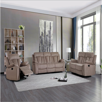 Global United  Recliningtransitional Microfiber Fabric Loveseat