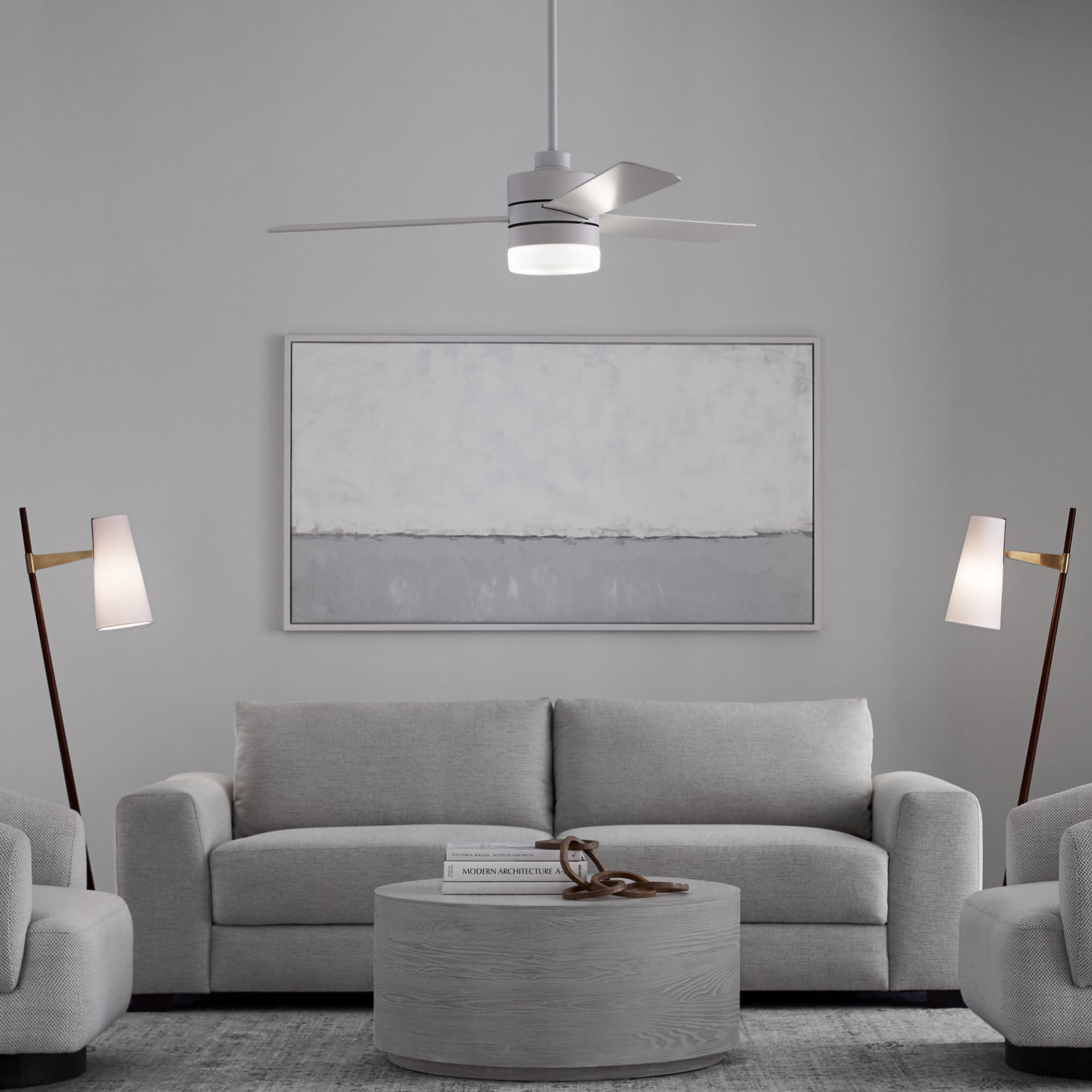 Adna 44'' 3 Blade Ceiling Fan with Light Kit, Matte White, 44", Matte White