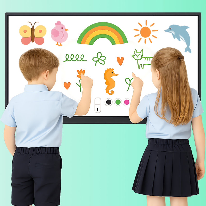 JYXCN Smart Board 49 "4K, tableau blanc interactif, calendrier électronique, projection sans fil et tableau blanc numérique multi-touch pour les cours, les réunions (avec fixation murale incluse)