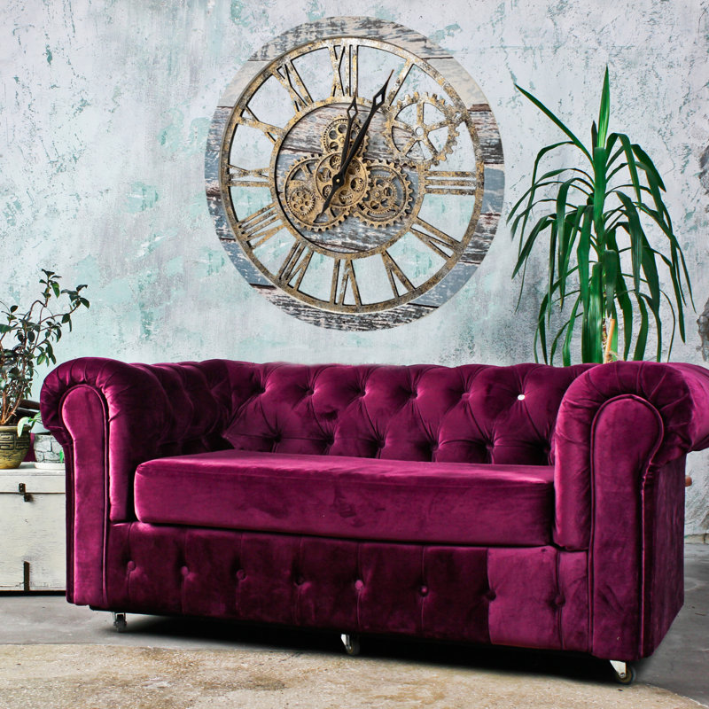 24" Aqua Green and Bronze Industrial Wall Clock with Moving Gears