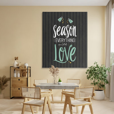 «Season With Love» en toile noire et verte, design par lettré et doublé