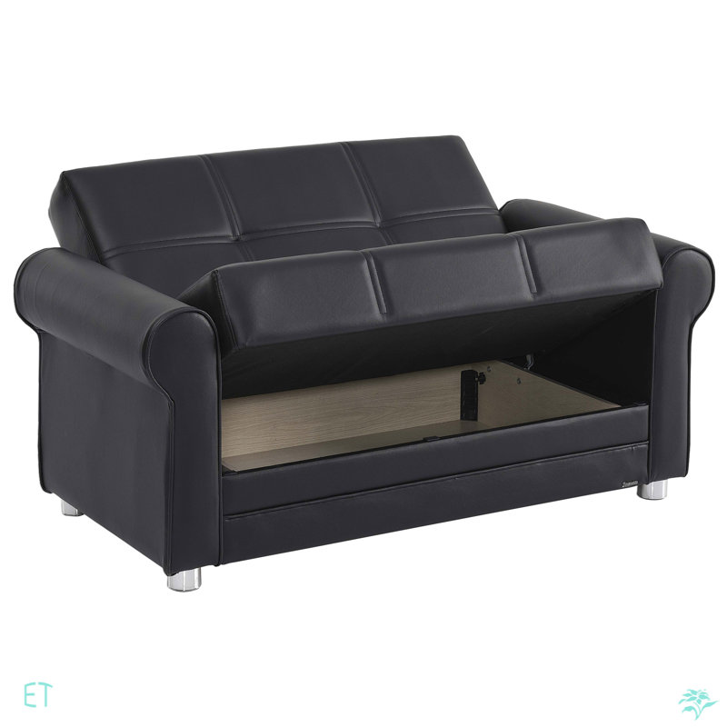 Causeuse convertible avec rangement Collection, PU, Noir, noir, noir, noir
