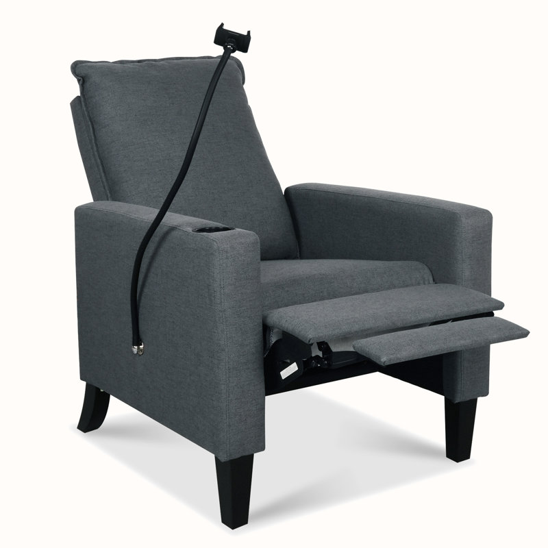 Yiran Upholstered Fabric Recliner, Gray Fabric
