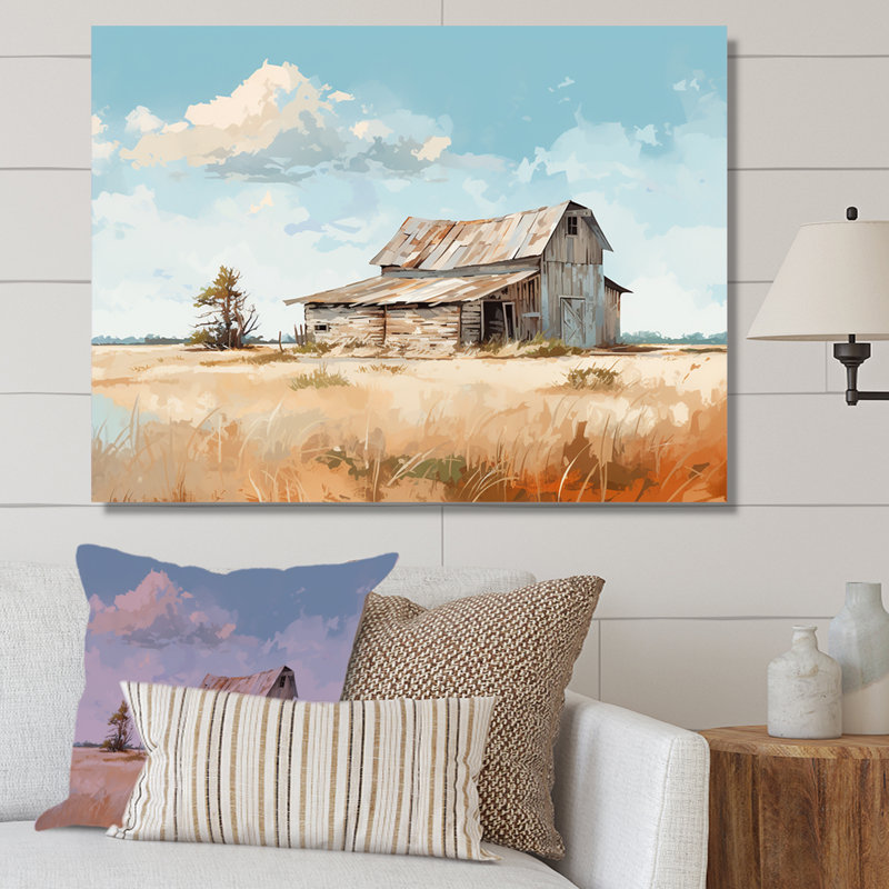 Charme de grange minimalisme sur toile, H 34 po x l 44 po x P 1,5 po, Toile tendue