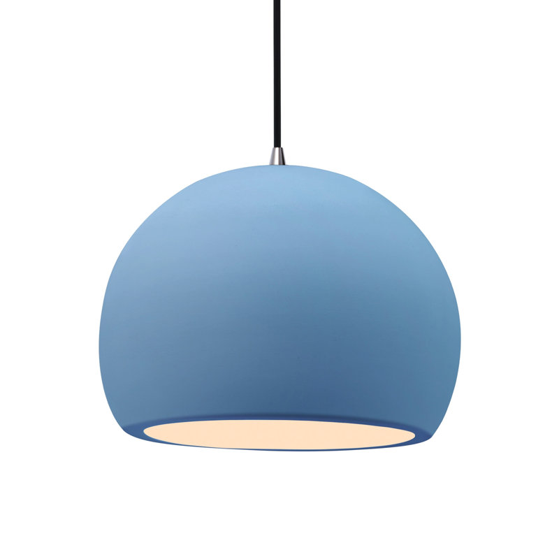 Luminaire suspendu à 1 lumière Aschwin, H 9,25 po x l 12,25 po x P 12,25 po, Bleu ciel, Nickel brossé