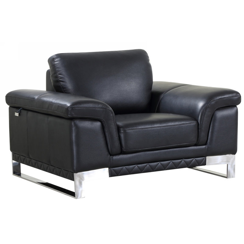 Fauteuil inclinable électrique standard 32 po Davan, Cuir gris anthracite assorti
