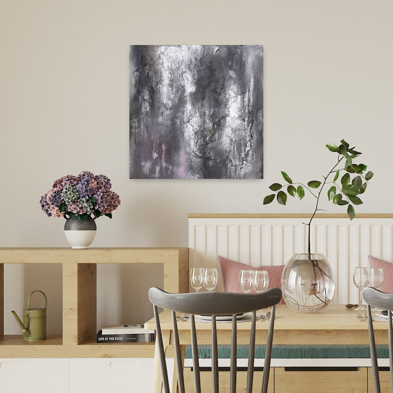 Art mural abstrait contemporain Silver Tide, H 18" x l 18"