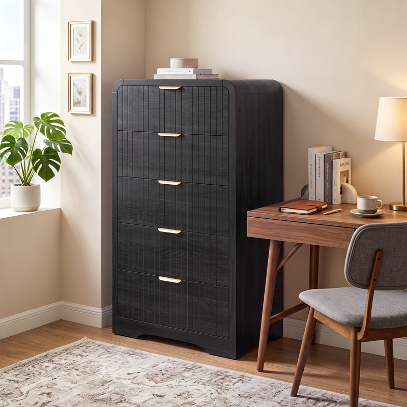 6-Drawer Dresser: Multi-Purpose Storage Chest For Home, Black, 5