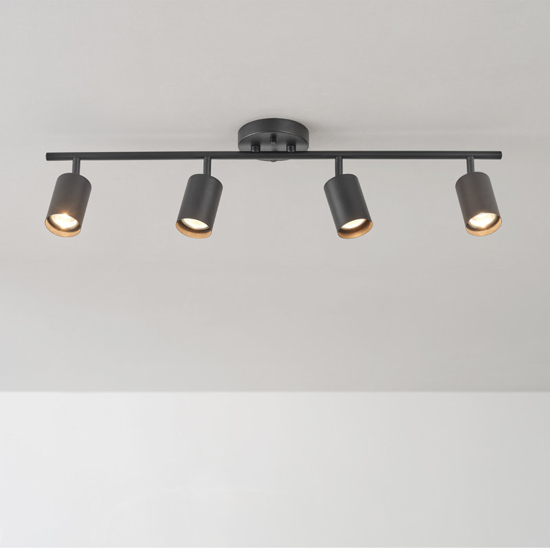 Ensemble de rail d'éclairage 4 lumières 30 "Sarva, Noir, Noir