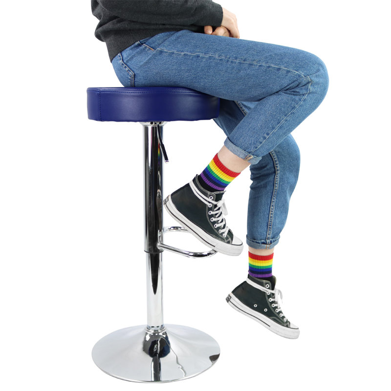 Aavi Swivel Upholstered Adjustable Height Counter Stool, Blue