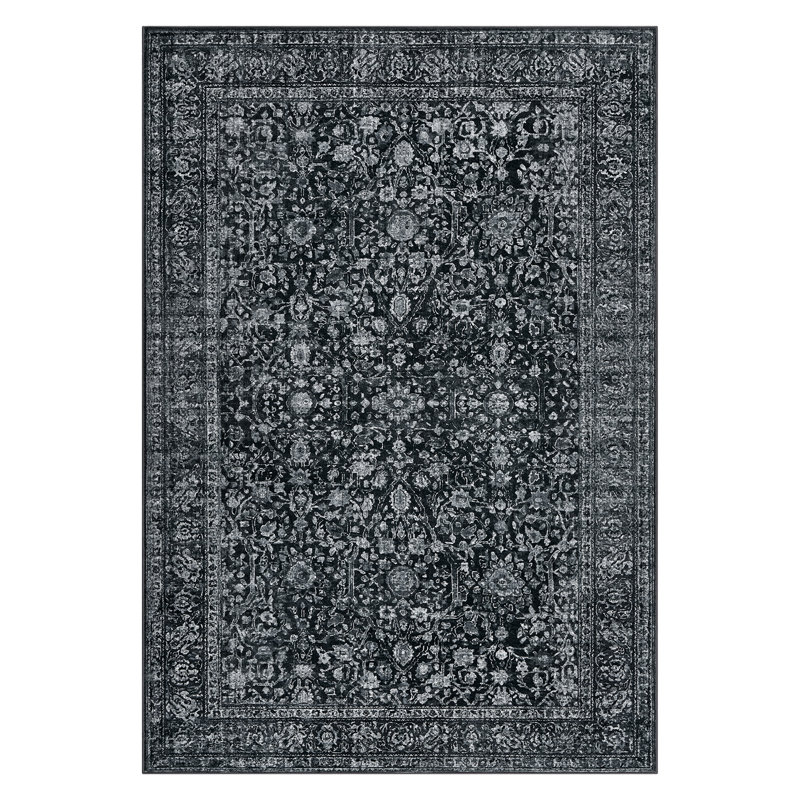 Area Rugs Washable Vintage Floral Boho Area Rug - Large Carpet - Non-Slip, Low Pile, Soft, Distressed for Living Room, Bedroom, Dining Room, Entryway