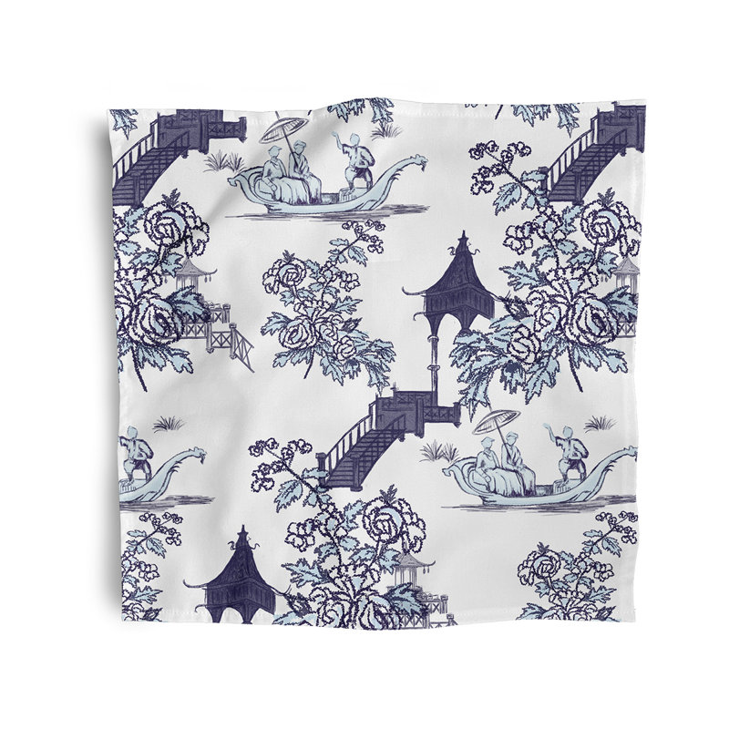 Chanakya Polyester Floral Square Napkin, Blue