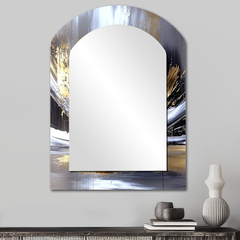 «Gold Sturdy Guardians» avec miroir gris II, 34 po x 25 po