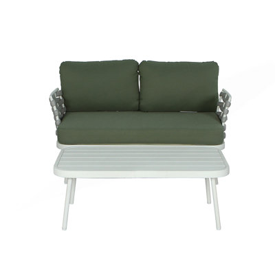 Loveseat And Table Set With Hand-Woven Rope