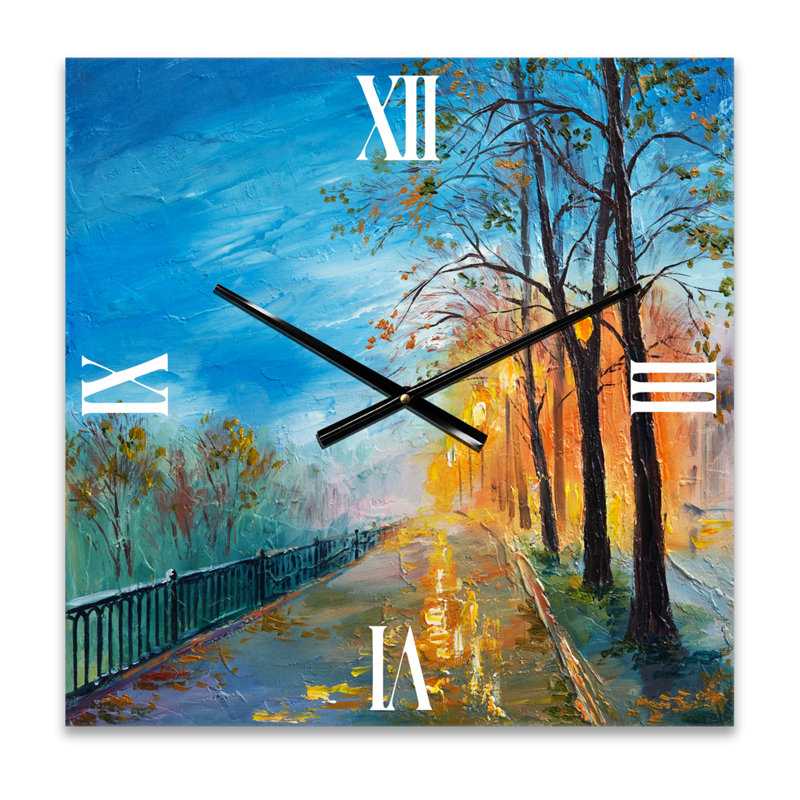Evening on Autumn Road - Horloge murale traditionnelle, Grand