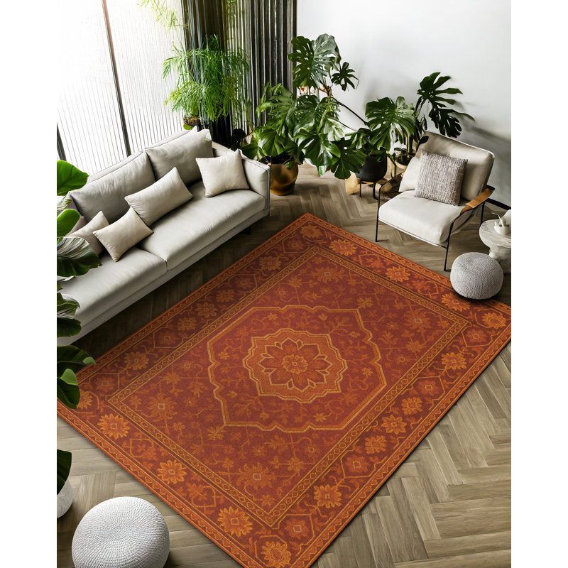 Tapis en coton et polyester à imprimé numérique Greysi Collection, Rectangle 6 pi 7 po x 7 pi 3 po